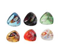 NOLITOY Anillos de Cristal Étnicos 6 Piezas Anillo de Vidrio Multicolor Diámetro Interior 17-19 MM Joyería Tribal para Mujer Uso Diario y Fiestas