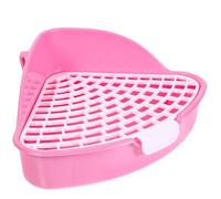NOLITOY Arenero para Conejos Diseño de Esquina y Rejilla Extraíble | Plástico, Base Filtrante Malla y Cajón, para Chinchillas y Jaulas Interiores