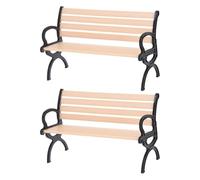 NOLITOY Banco de Parque Miniatura 2 Piezas, Modelo de Casa de Muñecas en Madera Natural, Decoración DIY para Jardín de Hadas, Accesorios para Micropaisajes y Mobiliario de Casas de