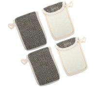 NOLITOY Bolsa Ahorradora De Jabón Negro De Lino 4 Unidades Tamaño Estándar Para Ducha Exfoliante Piel Sensible Cuerda Colgante Portátil Para Uso Diario El Hogar y Viaje