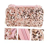 NOLITOY Bolsa de Cosméticos para Viaje Lentejuelas Rosa, Gran Capacidad y Ligera, Hecha de Tela Oxford y Terciopelo, Diseño Cuadrado y Estilo Moderno para Mujeres