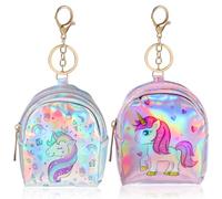 NOLITOY Bolsitas para Monedas de PU Cuero 2 Monederos Pequeños con Diseño de Unicornio, Cremallera y Llavero Ideales para Viaje y Uso Diario