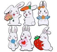 NOLITOY Broche de Conejito de Pascua 6 Piezas Diseño de Dibujos Animados, Pin Decorativo para Ropa, Accesorios para Mujer, Set de Pins de Solapa Coloridos para Fiesta y Uso Diario
