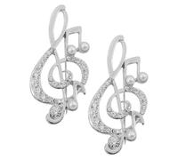 NOLITOY Broche para Mujer 2 Piezas Perlas Falsas y Gemas de Imitación, Diseño Musical Nota, Metal Plateado, Accesorio Decorativo para Ropa y Fiesta Elegante