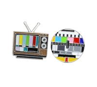 NOLITOY Broche Retro Canales De Tv Broches Creativos Pequeños Metal Esmaltado Accesorios Mujer Uso Diario 2 Piezas Colorido Vintage