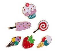 NOLITOY Broches de Aleación Esmalte Colorido de Helado Fresa y Piruleta 6 Unidades Accesorios Ligeros para Camisetas y Vestidos de Mujer Decoración Veraniega de Postres