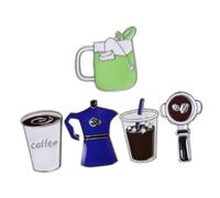 NOLITOY Broches de Café 5 Unidades Pines de Solapa Forma de Cafetera y Taza de Té Leche Accesorios Decorativos para Ropa Mochilas y Bolsos Material de Aleación Duradero Opción
