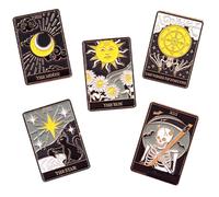 NOLITOY Broches de Esmalte Estilo Creativo Set de 5 Diseño de Tarot Aleación Resistente y Decorativa para Ropa y Bolsas para Cualquier Ocasión