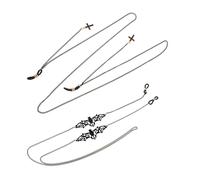 NOLITOY Cadenas para Gafas de Halloween para Mujer Cordón Metálico Negro con Colgantes de Murciélago y Cruz Sujetagafas Cuello Accesorio Gótico de 4 Piezas para Fiestas y Uso Diario