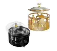 NOLITOY Caja de Dulces Id-adjha 2 Piezas, Bandeja para Snacks y Golosinas de Hierro Acabado Dorado y Negro, Decoración Festiva para Hogar y Obsequio Especial de Eid Al-adha