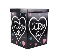 NOLITOY Caja de Revelación de Género Plegable de Papel Negra para Fiesta Shower, Caja Decorativa Niña Globos para Revelar el Género, Adecuado para Cumpleaños y Anuncios de Embarazo