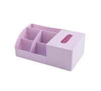 NOLITOY Caja Organizadora Multifuncional de Plástico Morado para Escritorio Porta Pañuelos y Estuche para Guardar Cosméticos Brochas y Artículos Pequeños Adecuado para Hogar y Oficina