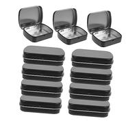 NOLITOY Cajas De Almacenamiento Mini Lata Con Bisagra Mate Negra 60x47x15 Mm, Set De 10 Piezas Compactas Portátiles, Organizador Para Joyas, Pintura, Uñas y Recuerdos De Fiesta Para Viaje