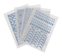 NOLITOY Calcomanías Clásicas de Cerámica bajo Cubierta 4 Piezas Papel de Transferencia de Arcilla para Decoración de Cerámica Esmaltada en Color Azul Tradicional para Manualidades y Hogar