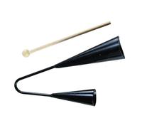 NOLITOY Campana Agogo De Dos Tonos Para Niños Con Palo De Madera, Instrumento De Percusión Metálico Portátil Negro, Adecuado Para Música Tradicional y Educación Musical Infantil