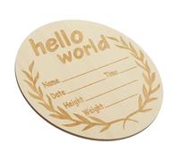 NOLITOY Cartel de Anuncio de Nacimiento Redondo de Madera Natural para Bebés Letrero Personalizable con Nombre y Detalles del Recién Nacido para Fotografías y Regalo Útil para Bebés