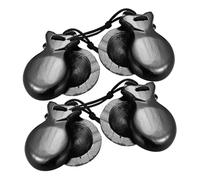 NOLITOY Castañuelas de Madera Negras 4 Piezas para Dedos, Instrumentos Musicales de Percusión Pequeños para Flamenco, Aprendizaje y Educación en Batería y Percusión