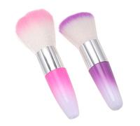 NOLITOY Cepillo para Polvo de Uñas Limpiador Profesional 2 Piezas Tamaño Compacto Rosa y Morado para Manicura y Limpieza de Esmalte