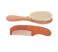 NOLITOY Cepillo y Peine para Cerdas de Lana Suaves y Madera Natural Masaje Cómodo para Recién Nacidos Cuidado Delicado del Cabelludo Ligero y Portátil para Higiene Diaria