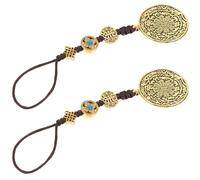 NOLITOY Colgante Tibetano Estilo Retro 2 Piezas Gran Tamaño 43 MM Aleación Metálica Color Latón Diseño Bagua y Espejo para Collar Vintage Accesorio Decorativo para Uso Diario