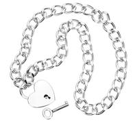 NOLITOY Collar con Candado de Corazón Collar de Cadena de Acero Inoxidable para Mujer Colgante con Llave Obsequio Personalizado para Pareja