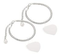 NOLITOY Correas de Tacón Alto Gemas de Imitación y Tiras de Perlas Antideslizantes, Color Plata, Tamaño 29.50X1.00X1.00Cm, Correas Desmontables Reutilizables para Zapatos Femeninos en