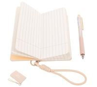 NOLITOY Cuaderno de Bolsillo Pequeño Portátil de Pu Beige con Bolígrafo Silencioso, Bloc de Notas Práctico para Oficina y Escuela, Bloc de Notas con Ranura para Bolígrafo y Compartimentos