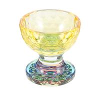 NOLITOY Cuenco de Agua Budista Transparente de Cristal para Ofrendas Religiosas, Cuenco Pequeño de Sacrificio Tibetano Color Amarillo, Adorno Sagrado y Templo, Obsequio Cultural