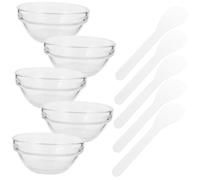 NOLITOY Cuencos Transparentes para Mascarilla Facial Spa Cuencos de Mezcla Duraderos con Palitos Blancos para DIY Herramienta Cosmética Segura para Uso Casa y Salón de Belleza