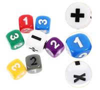 NOLITOY Dados Educativos para Enseñar Matemáticas 7 Piezas Acrílicos con Símbolos de Adición, Sustracción, Multiplicación y División, Juego de Dados de Cálculo para Aprendizaje