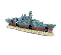 NOLITOY Decoración Acuario Barco Naufragio Resina Refugio Peces Cueva Estética Submarina Tanque