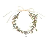 NOLITOY Diadema de Flores Artificiales en Forma de Gota para Mujer, Tocado Élfico en V Color Verde Dorado, Accesorio Multifuncional para Bodas, Fiestas y Disfraces de Hadas