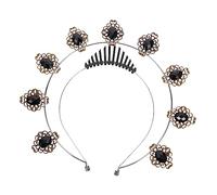 NOLITOY Diadema Halo de Nuestra Señora Diadema con de María traje romano adorno de diamantes de imitación sirena hair topper aro de pelo decorativo aro de pelo de señora Metal Black