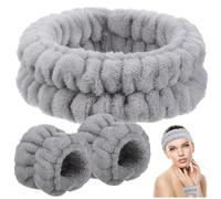 NOLITOY Diadema y Pulsera de Maquillaje Banda Cabeza para Lavado Facial Conjunto de Cuidado Piel para Mujeres y Niñas Uso Spa
