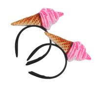 NOLITOY Diademas De Helado Para Mujer 2 Unidades Tamaño Único Diseño De Cucurucho Suave y Cómodo Para Cosplay, Spa, Lavado Facial y Fiestas De Halloween