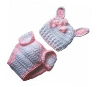 NOLITOY Disfraz Infantil Tejido de Crochet para Recién Nacido, Conjunto de Fotografía Diseño de Conejo, Algodón, Adecuado para Sesiones de Fotos de Ñiño, Baby Shower y Pascua, Talla