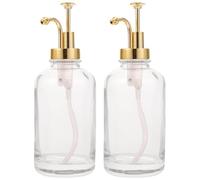 NOLITOY Dispensador de Jarabe de Vidrio 2 Piezas Bomba Presionadora, Dosificador Transparente para Miel y Sirope, Botella Multifunción para Cocina y Cafetería, Accesorio Práctico