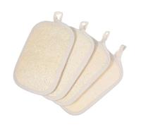 NOLITOY Esponjas de Lufa Natural 4 Piezas con Banda Antideslizante Corporal y para Ducha Esponja Vegetal para Piel Sensible Paño Multiusos para Hombres y Mujeres