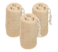 NOLITOY Esponjas de Lufa Naturales para Ducha 3 Piezas, Esponja Vegetal Exfoliante Corporal, Cepillo de Limpieza Multiusos para Baño y Cocina, Tamaño 12.5 Cm X 6-7 Cm, Color Original
