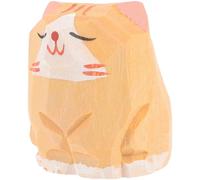 NOLITOY Estatua de Gato de Madera Naranja Miniatura Adorno de Escritorio Retro Figurita Decorativa para Sala Oficina y Obsequio Especial