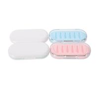 NOLITOY Estuche Organizador de 4 Puntas para Lápices Ópticos Almacenamiento Compacto y Portátil Caja Transparente y Blanca Compartimentos Azules y Rosas Adecuado para Escuela Oficina