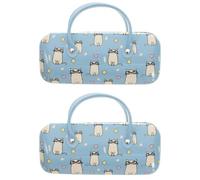 NOLITOY Estuche para Gafas Infantil de Pu Asa, Diseño Creativo de Gato, Resistente y Portátil, Set de 2 Unidades, Caja para Guardar Gafas de Sol para Viaje y Uso Diario