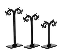 NOLITOY Expositor de Pendientes de Acrílico Negro Base Estable y Diseño Artístico en Forma de Cuerno de Cabra para Escritorio o Viaje, Paquete de 6 Piezas