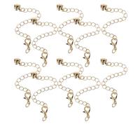 NOLITOY Extensores de Cadena para Joyería 14K Chapados en Oro 76 CM con Cierre de Langosta Juego de 10 Piezas para Collares Pulseras y Tobilleras DIY Extensiones de Cadena con Forma