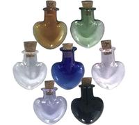 NOLITOY Frascos Pequeños de Vidrio Botellas Decorativas Forma de Corazón Set de 7 Corcho y Madera, Ideales para Souvenirs y Recuerdos Duraderos para Souvenirs y Recuerdos Duraderos