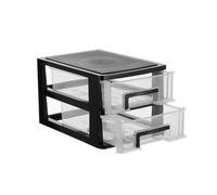 NOLITOY Gabinete Tipo Cajón de Plástico Transparente y Negro, Organizador de Escritorio de 2 Capas Mediano, Caja Multifuncional para Almacenamiento y Organización de Cosméticos y