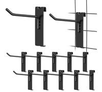 NOLITOY Ganchos de Rejilla de Hierro Resistentes para Pared, 12 Unidades, Pedal Reforzado y Tapa de Seguridad, Organizador para Colgar en Paneles de Rejilla, Uso en Hogar y Tienda