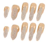 NOLITOY Garras de Uñas Gemas de Imitación 10 Piezas Tamaño Pequeño, Mediano y Grande para Disfraz Mujer Halloween Cosplay Punk Anillos de Garra Góticos para Danza y Fiesta