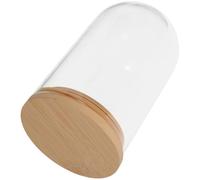 NOLITOY Glass Dome Cloche con Base de Bambú Campana de Vidrio Transparente para Micro Paisaje Protector de Polvo para Plantas Hidropónicas Jarrón para Propagación de Aire y Decoración