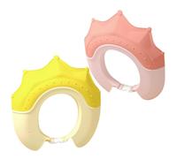 NOLITOY Gorro de Ducha Protector de Orejas Ajustable para Niños Pequeños Pack de 2 Piezas Gorro de Baño de Silicona Flexible Colores Coral y Amarillo para Ñiño, Uso en Baño y Ducha